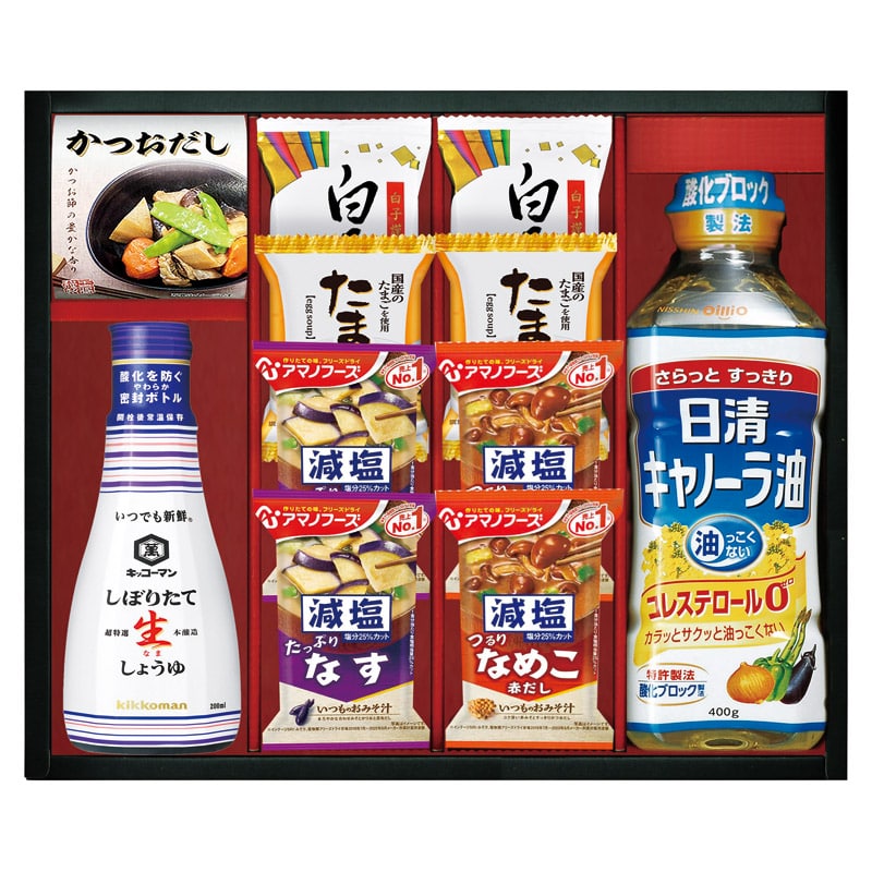 千寿和膳日清オイリオ･キッコーマン･アマノフーズ詰合せ  ／ドレッシング 調味料 食品 ギフト プレゼント プチギフト 祝い バレンタイン チョコ 以外 子供 友達 ホワイトデー お返し 人気 カード