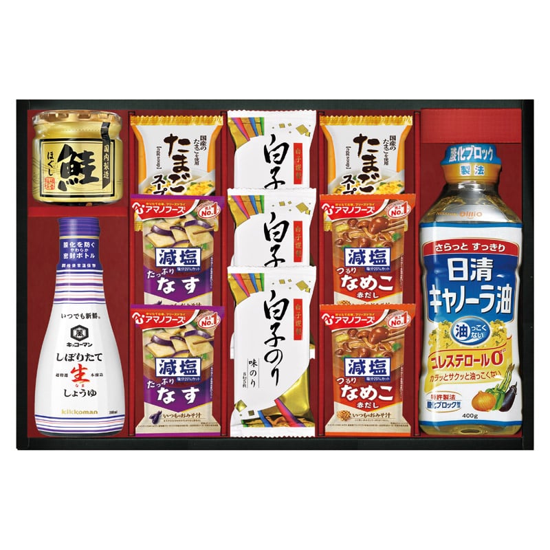 千寿和膳日清オイリオ･キッコーマン･アマノフーズ詰合せ  ／ドレッシング 調味料 食品 ギフト プレゼント プチギフト 祝い バレンタイン チョコ 以外 子供 友達 ホワイトデー お返し 人気 カード