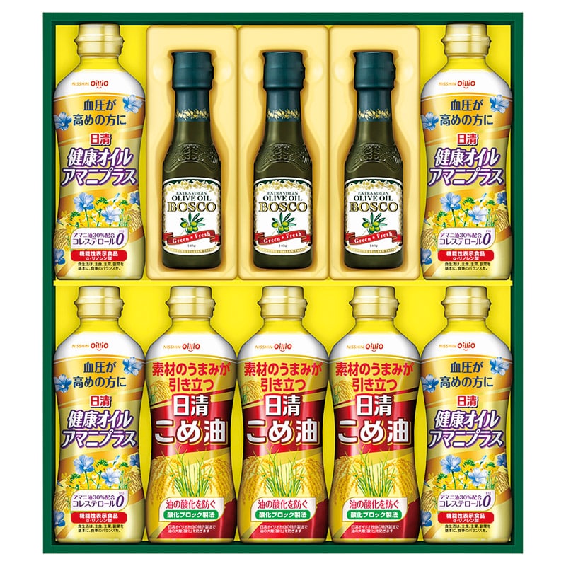 日清オイリオ ボスコ&バラエティオイルギフト  ／オリーブオイル 油 調味料 食品 ギフト プレゼント プチギフト 祝い バレンタイン チョコ 以外 子供 友達 ホワイトデー お返し 人気 カード