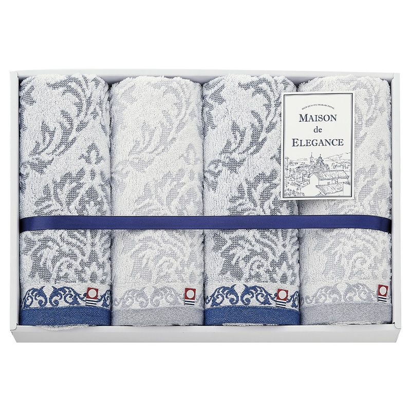 メゾン ド エレガンス フェイスタオル4P ／タオル 日用品・ヘルスケア ギフト プレゼント プチギフト 祝い お年賀 御年賀 2026 送料無料 人気 年始挨拶 バレンタイン チョコ 以外 子供 友達