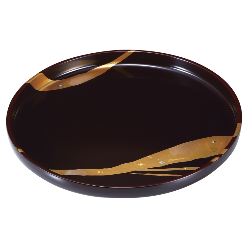 純金箔工芸 溜塗 金彩 10.0丸盆 ／お盆・トレー 配膳用品・キッチンファブリック キッチン用品 ギフト プレゼント プチギフト 祝い お年賀 御年賀 2026 送料無料 人気 年始挨拶 バレンタイン プレゼント