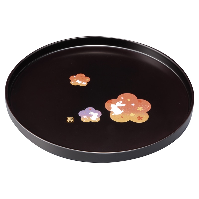 紀州塗 花舞うさぎ 7.0丸盆 ／お盆・トレー 配膳用品・キッチンファブリック キッチン用品 ギフト プレゼント プチギフト 祝い お年賀 御年賀 2026 送料無料 人気 年始挨拶 バレンタイン プレゼント