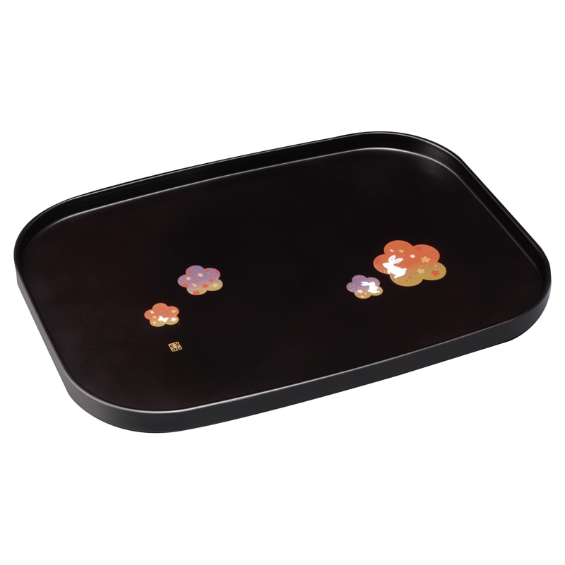 紀州塗 花舞うさぎ 12.0長手盆 ／お盆・トレー 配膳用品・キッチンファブリック キッチン用品 ギフト プレゼント プチギフト 祝い お年賀 御年賀 2026 送料無料 人気 年始挨拶 バレンタイン プレゼント