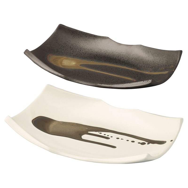 金彩流し 長角皿L2枚組 ／皿・プレート 食器 キッチン用品 ギフト プレゼント プチギフト 祝い お年賀 御年賀 2026 送料無料 人気 年始挨拶 バレンタイン チョコ 以外 子供 友達