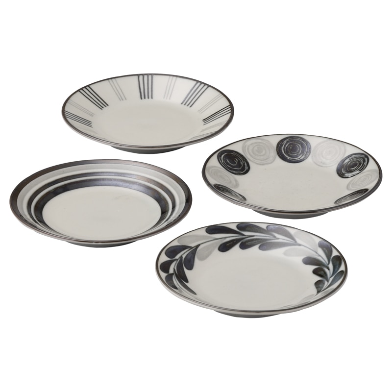 MONOKUROモノクロ プレート4枚組 ／皿・プレート 食器 キッチン用品 ギフト プレゼント プチギフト 祝い お年賀 御年賀 2026 送料無料 人気 年始挨拶 バレンタイン チョコ 以外 子供 友達