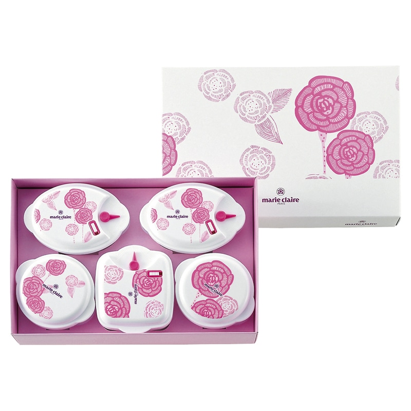 マリ・クレール 電子レンジ容器5pc ／保存容器・キャニスター 保存容器・調味料入れ キッチン用品 ギフト プレゼント プチギフト 祝い お年賀 御年賀 2026 送料無料 人気 年始挨拶 バレンタイン プレゼント