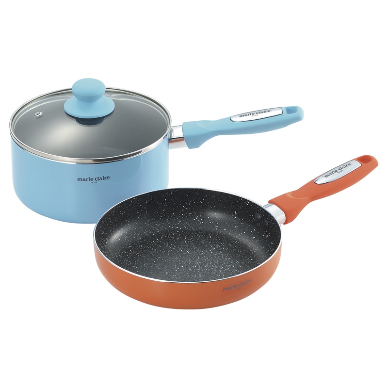 マリ・クレール カラーズ アルミ片手鍋18cm&フライパン20cm ／鍋 調理器具 キッチン用品 ギフト プレゼント プチギフト 祝い お年賀 御年賀 2026 送料無料 人気 年始挨拶 バレンタイン プレゼント