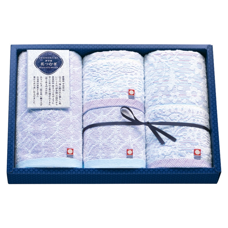 伊予国 花つむぎ つむぎ フェイスタオル2P&ウォッシュタオル2P  ／タオル 日用品・ヘルスケア ギフト プレゼント プチギフト 祝い バレンタイン チョコ 以外 子供 友達 ホワイトデー お返し 人気 カード