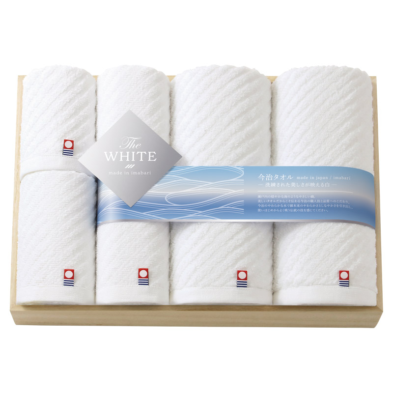 今治 ザ ホワイト 日本製 タオルセット(木箱入)  ／タオル 日用品・ヘルスケア ギフト プレゼント プチギフト 祝い バレンタイン チョコ 以外 子供 友達 ホワイトデー お返し 人気 カード