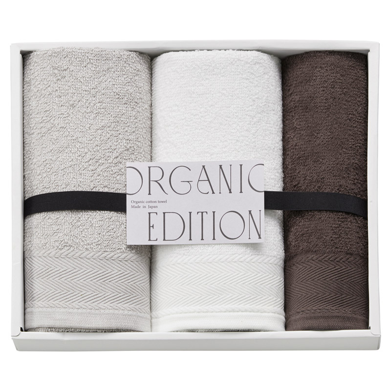 オーガニックエディション オーガニックコットン使用国産フェイスタオル2P&ウォッシュタオル  ／タオル 日用品・ヘルスケア ギフト プレゼント プチギフト 祝い バレンタイン チョコ 以外 子供 友達 ホワイトデー お返し 人気 カード