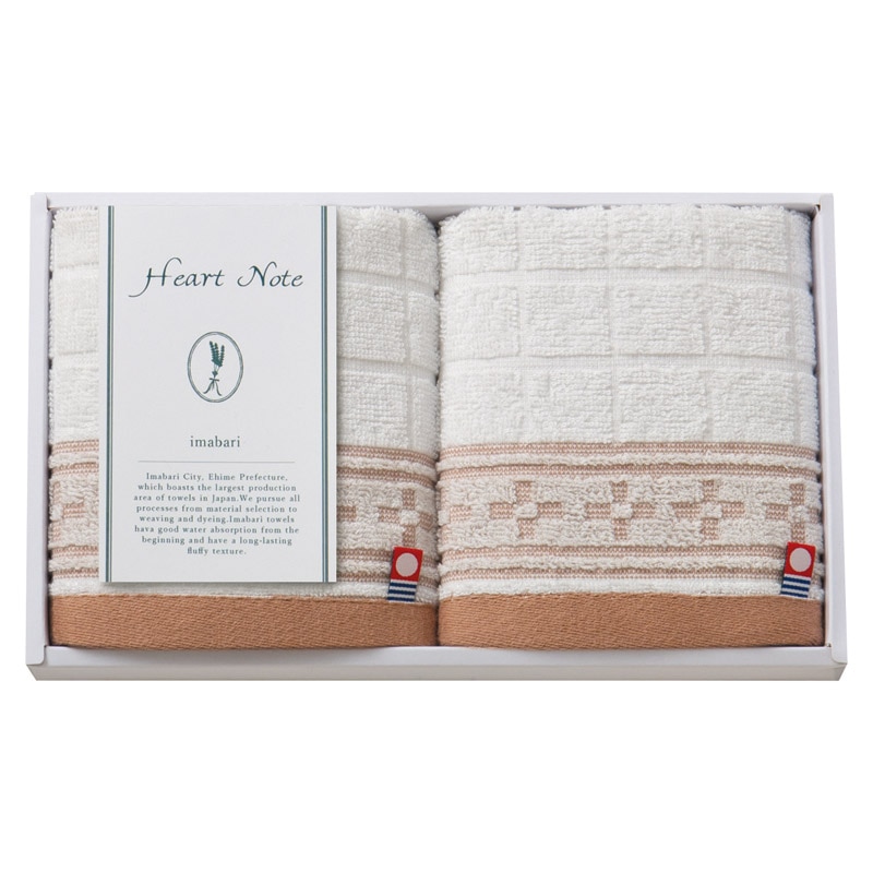 今治タオル Heart Note ウォッシュタオル2P  ／タオル 日用品・ヘルスケア ギフト プレゼント プチギフト 祝い バレンタイン チョコ 以外 子供 友達 ホワイトデー お返し 人気 カード