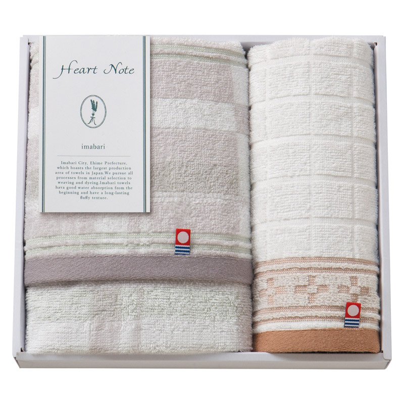 今治タオル Heart Note フェイスタオル&ウォッシュタオル /タオル 日用品・ヘルスケア ギフト プレゼント プチギフト 祝い バレンタイン チョコ 以外 子供 友達 ホワイトデー お返し 人気 カード