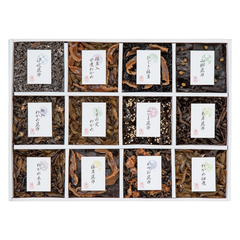 廣川昆布 御昆布 12品佃煮詰合せ  ／佃煮 和風惣菜 惣菜・レトルト 食品 ギフト プレゼント プチギフト 祝い バレンタイン チョコ 以外 子供 友達 ホワイトデー お返し 人気 カード