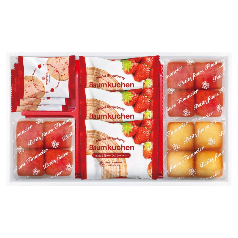 あまおう苺バウムクーヘン&プチフィナンシェ ギフトボックス  ／各種洋菓子セット 洋菓子 スイーツ・お菓子 食品 ギフト プレゼント プチギフト 祝い バレンタイン チョコ 以外 子供 友達 ホワイトデー お返し 人気 カード