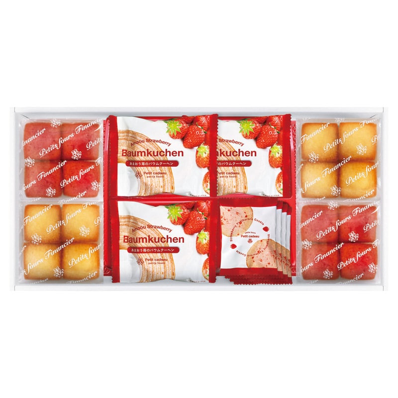 あまおう苺バウムクーヘン&プチフィナンシェ ギフトボックス  ／各種洋菓子セット 洋菓子 スイーツ・お菓子 食品 ギフト プレゼント プチギフト 祝い バレンタイン チョコ 以外 子供 友達 ホワイトデー お返し 人気 カード