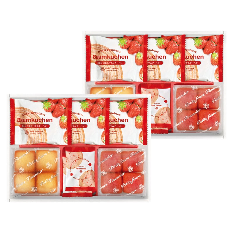 あまおう苺バウムクーヘン&プチフィナンシェ ギフトボックス  ／各種洋菓子セット 洋菓子 スイーツ・お菓子 食品 ギフト プレゼント プチギフト 祝い バレンタイン チョコ 以外 子供 友達 ホワイトデー お返し 人気 カード