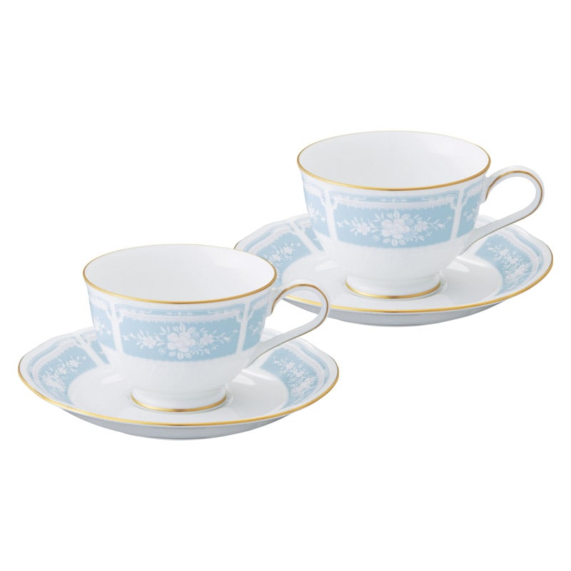 ノリタケ レースウッドゴールド ティーコーヒー碗皿ペアセット ／マグカップ・ティーカップ コーヒー・お茶用品 キッチン用品 ギフト プレゼント プチギフト 祝い お年賀 2026 バレンタイン プレゼント