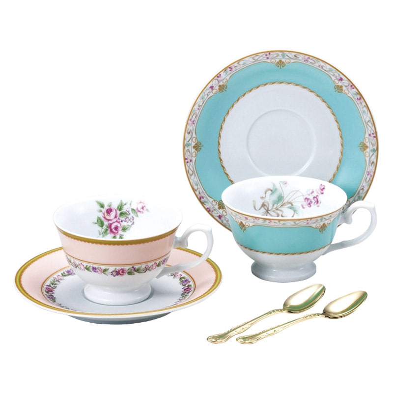 ナルミ フローラルブティック スプーン付ペアティーセット ／マグカップ・ティーカップ コーヒー・お茶用品 キッチン用品 ギフト プレゼント プチギフト 祝い お年賀 2026 バレンタイン プレゼント