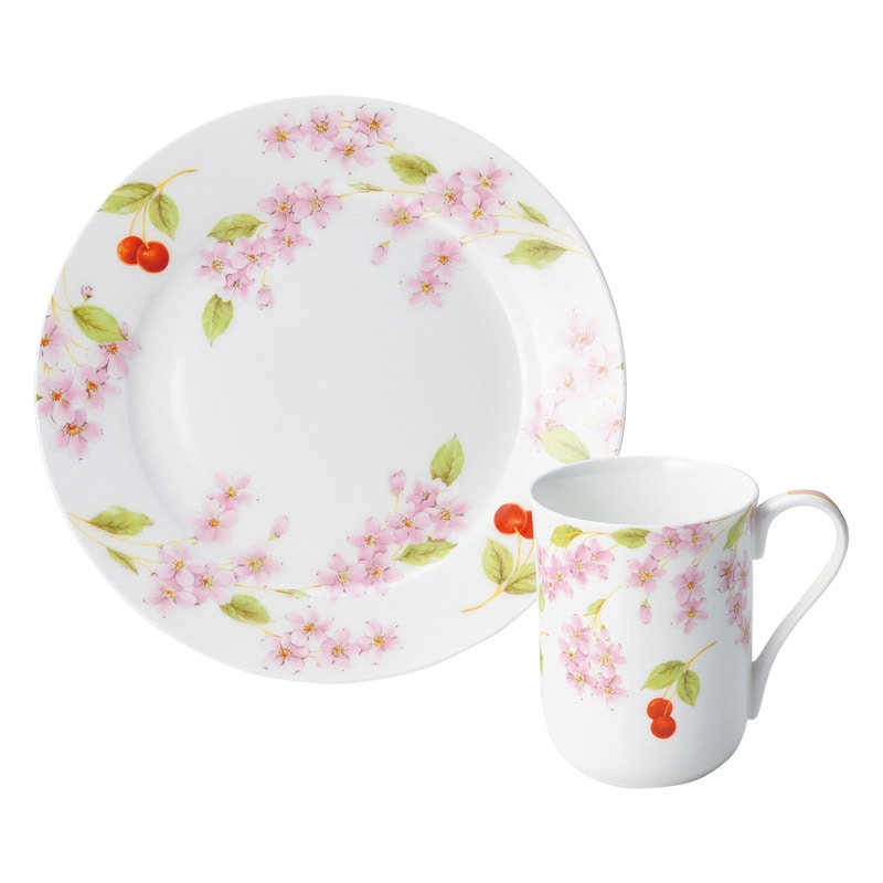 エインズレイ チェリーブロッサムハピネス モーニングセット ／マグカップ・ティーカップ コーヒー・お茶用品 キッチン用品 ギフト プレゼント プチギフト 祝い お年賀 2026 バレンタイン プレゼント