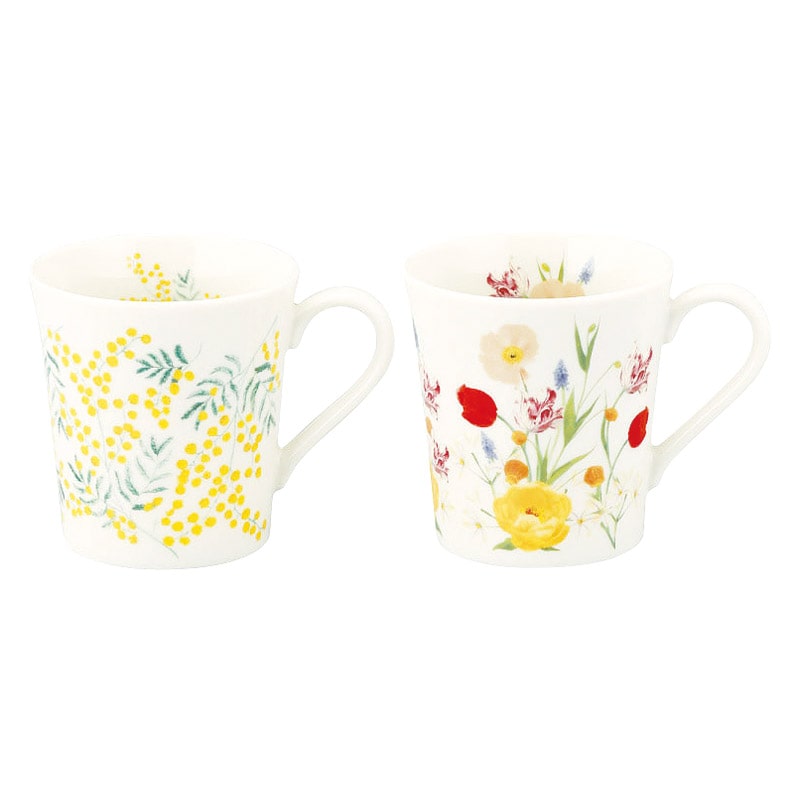 日比谷花壇 ペアマグセット ミモザ･チューリップ ／マグカップ・ティーカップ コーヒー・お茶用品 キッチン用品 ギフト プレゼント プチギフト 祝い お年賀 2026 バレンタイン プレゼント
