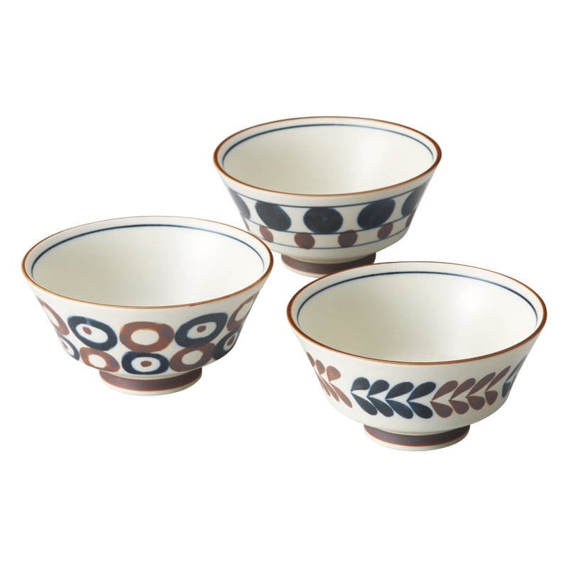 レトロモダン ライスボウル3個組 ／スープボウル・カップ 食器 キッチン用品 ギフト プレゼント プチギフト 祝い お年賀 御年賀 2026 送料無料 人気 年始挨拶 バレンタイン チョコ 以外 子供 友達