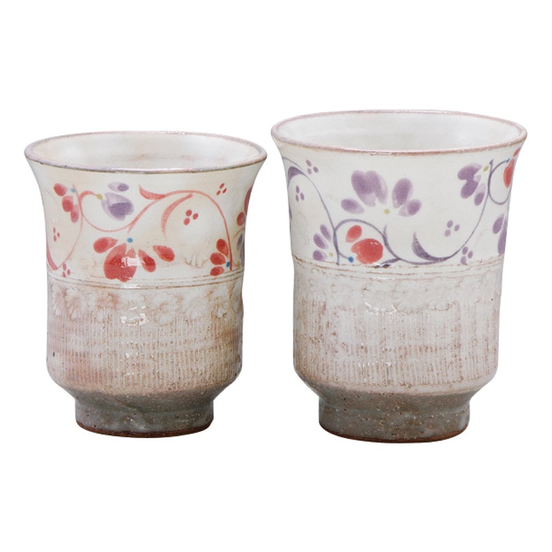 京焼･清水焼 粉引唐草 組湯呑 ／湯呑み コーヒー・お茶用品 キッチン用品 ギフト プレゼント プチギフト 祝い お年賀 御年賀 2026 送料無料 人気 年始挨拶 バレンタイン チョコ 以外 子供 友達