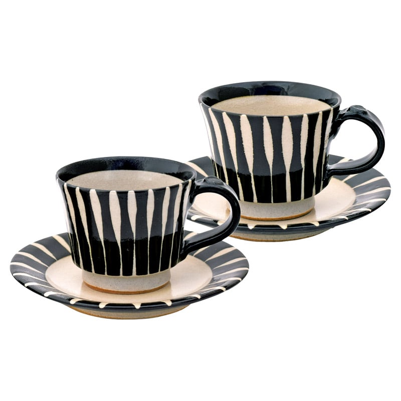 匠魅黒十草コーヒーペア碗皿 ／マグカップ・ティーカップ コーヒー・お茶用品 キッチン用品 ギフト プレゼント プチギフト 祝い お年賀 御年賀 2026 送料無料 人気 年始挨拶 バレンタイン チョコ 以外 子供 友達