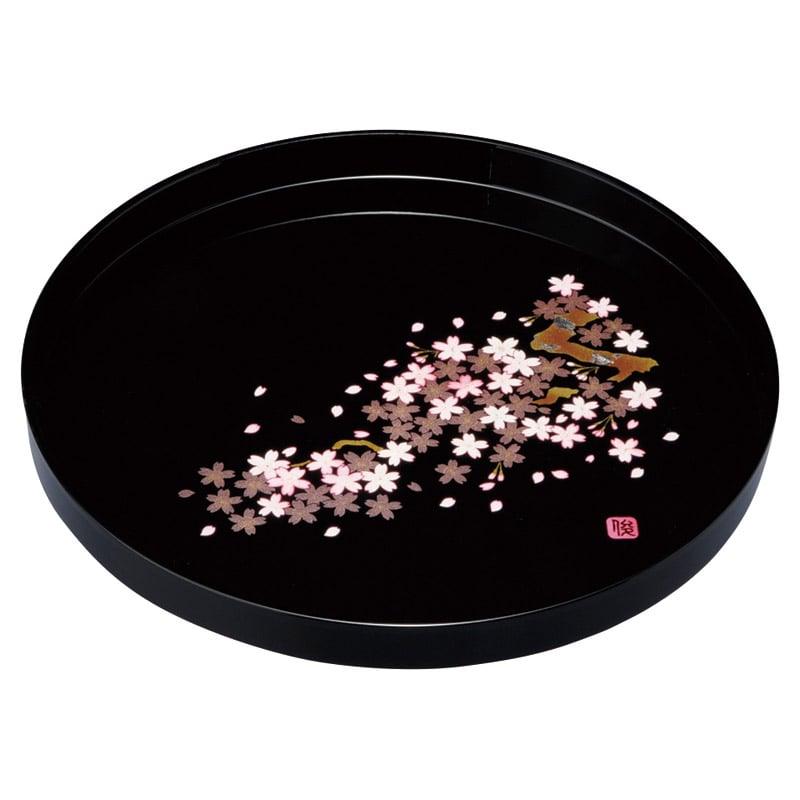 紀州塗 雅桜 10.0丸盆 ／お盆・トレー 配膳用品・キッチンファブリック キッチン用品 ギフト プレゼント プチギフト 祝い お年賀 御年賀 2026 送料無料 人気 年始挨拶 バレンタイン チョコ 以外 子供 友達