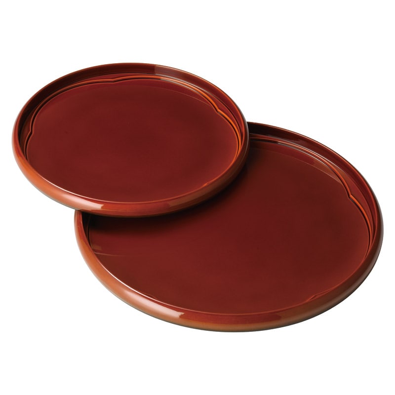 紀州塗 春慶梅型丸盆 二枚組 ／お盆・トレー 配膳用品・キッチンファブリック キッチン用品 ギフト プレゼント プチギフト 祝い お年賀 御年賀 2026 送料無料 人気 年始挨拶 バレンタイン チョコ 以外 子供 友達