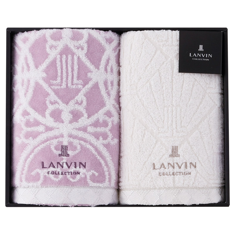 ランバン プルミエール フェイスタオル2P パープル ／タオル 日用品・ヘルスケア ギフト プレゼント プチギフト 祝い お年賀 御年賀 2026 送料無料 人気 年始挨拶 バレンタイン チョコ 以外 子供 友達