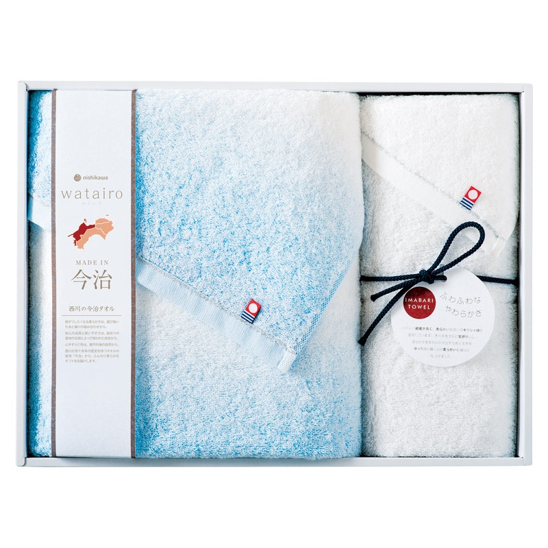 今治 わたいろ タオルギフト バス1P･フェイスタオル1P ブルー ／タオル 日用品・ヘルスケア ギフト プレゼント プチギフト 祝い お年賀 御年賀 2026 送料無料 人気 年始挨拶 バレンタイン プレゼント