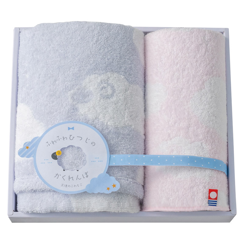 天使のふわもこ ふわふわひつじのかくれんぼ フェイス1P･タオルハンカチ1P ／タオル 日用品・ヘルスケア ギフト プレゼント プチギフト 祝い お年賀 2026 バレンタイン プレゼント