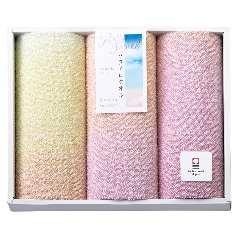 Solairo Towel(ソライロタオル) 今治産タオル フェイスタオル3P ピンク ／タオル 日用品・ヘルスケア ギフト プレゼント プチギフト 祝い お年賀 2026 バレンタイン プレゼント