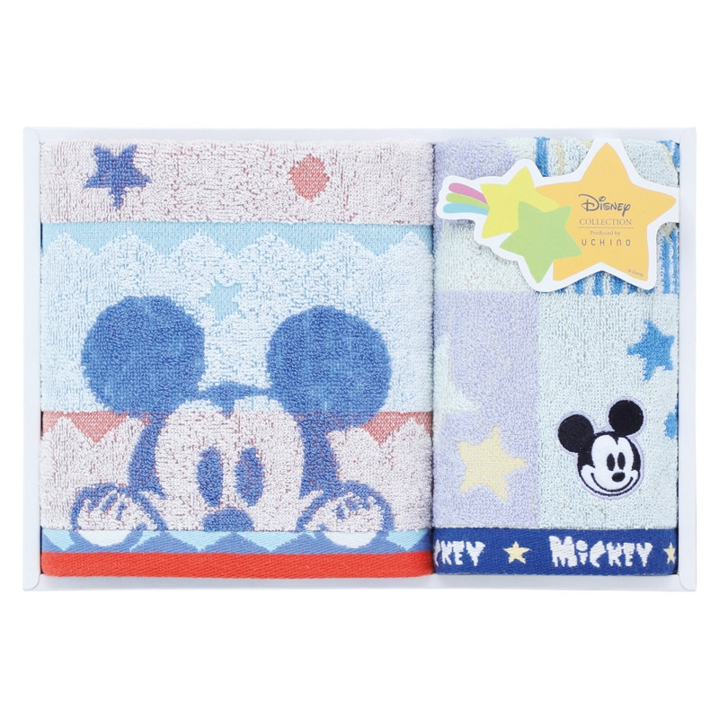 ディズニー ハピネスフレーク フェイス1P･ゲストタオル1P ブルー ／タオル 日用品・ヘルスケア ギフト プレゼント プチギフト 祝い お年賀 御年賀 2026 送料無料 人気 年始挨拶 バレンタイン プレゼント