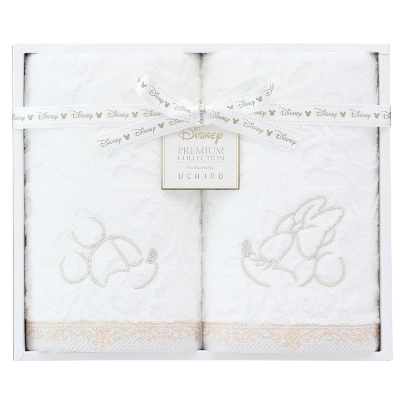 ディズニー プレミアム エターナリー フェイスタオル2P ホワイト ／タオル 日用品・ヘルスケア ギフト プレゼント プチギフト 祝い お年賀 御年賀 2026 送料無料 人気 年始挨拶 バレンタイン プレゼント