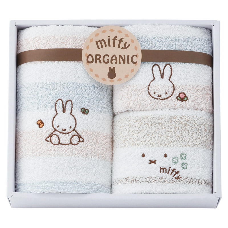ミッフィー オーガニック フェイス1P･ウォッシュタオル2P ／タオル 日用品・ヘルスケア ギフト プレゼント プチギフト 祝い お年賀 御年賀 2026 送料無料 人気 年始挨拶 バレンタイン チョコ 以外 子供 友達