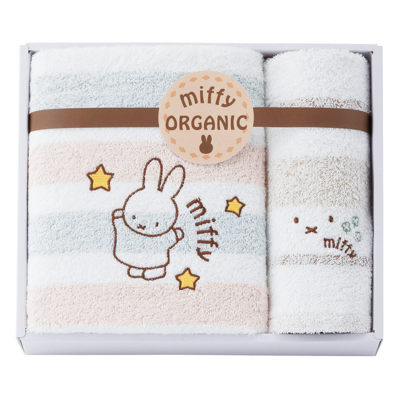 ミッフィー オーガニック バス1P･ウォッシュタオル1P ／タオル 日用品・ヘルスケア ギフト プレゼント プチギフト 祝い お年賀 御年賀 2026 送料無料 人気 年始挨拶 バレンタイン チョコ 以外 子供 友達