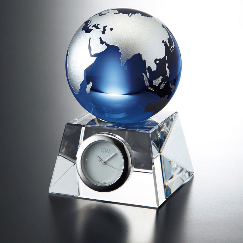 グラスワークスナルミ ブルーアース デスククロック(S) ／置き時計 置き時計・掛け時計 インテリア 住まい・家具 ギフト プレゼント プチギフト 祝い お年賀 2026 バレンタイン プレゼント