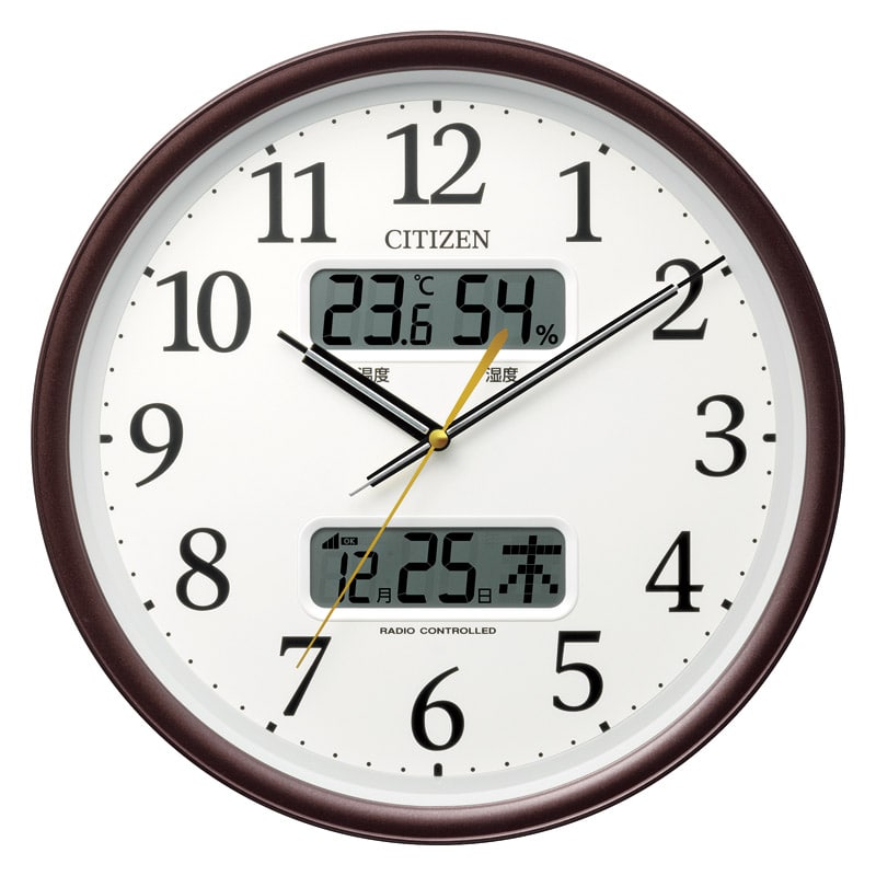 シチズン 温度湿度表示付電波時計  茶 ／掛け時計 置き時計・掛け時計 インテリア 住まい・家具 ギフト プレゼント プチギフト 祝い お年賀 御年賀 2026 送料無料 人気 年始挨拶 バレンタイン プレゼント