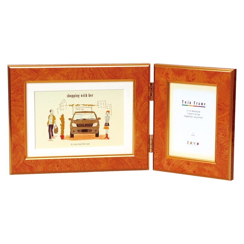 ツインフレーム キャメル ／フォトフレーム 小物・置物 インテリア 住まい・家具 ギフト プレゼント プチギフト 祝い お年賀 御年賀 2026 送料無料 人気 年始挨拶 バレンタイン チョコ 以外 子供 友達