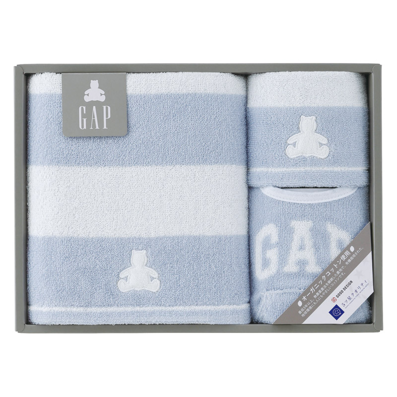baby GAP ボーダーベア バス1P・ウォッシュタオル1P・スタイ1P ブルー /スタイセット スタイ・お食事エプロン 授乳用品・ベビー用食事用品 キッズ・ベビー・マタニティ ギフト プチギフト お年賀 2026 バレンタイン プレゼント