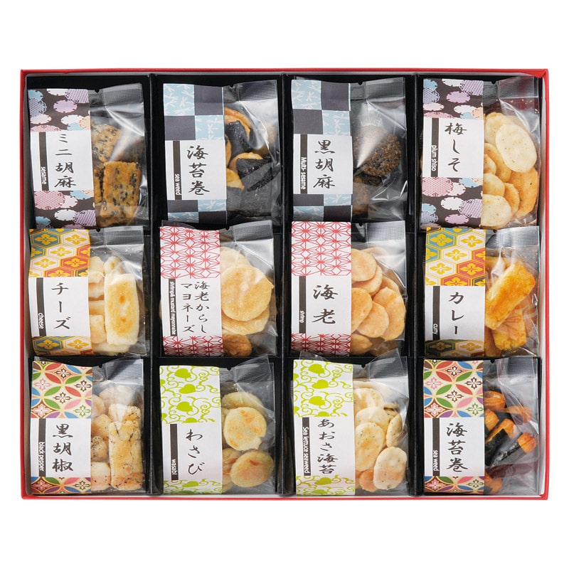 お煎餅12種詰合せ あられ煎 ／各種せんべい・米菓セット せんべい・米菓 スイーツ・お菓子 食品 ギフト プレゼント プチギフト 祝い お年賀 御年賀 2026 送料無料 人気 年始挨拶 バレンタイン プレゼント