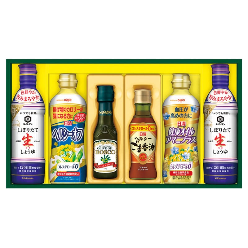 日清オイリオ バラエティオイル&キッコーマンしぼりたて生しょうゆギフト ／セット・詰め合わせ 油 調味料 食品 ギフト プレゼント プチギフト 祝い お年賀 2026 バレンタイン プレゼント