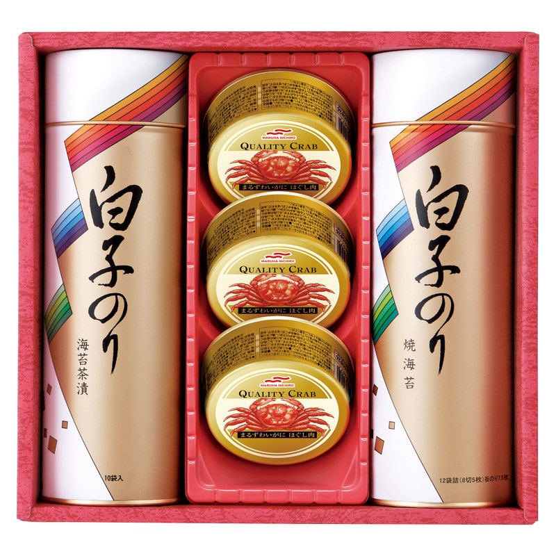 白子のり のりとカニ缶詰合せ /セット・詰め合わせ 海苔 乾物 食品 ギフト プレゼント プチギフト 祝い お年賀 御年賀 2026 送料無料 人気 年始挨拶 バレンタイン チョコ 以外 子供 友達