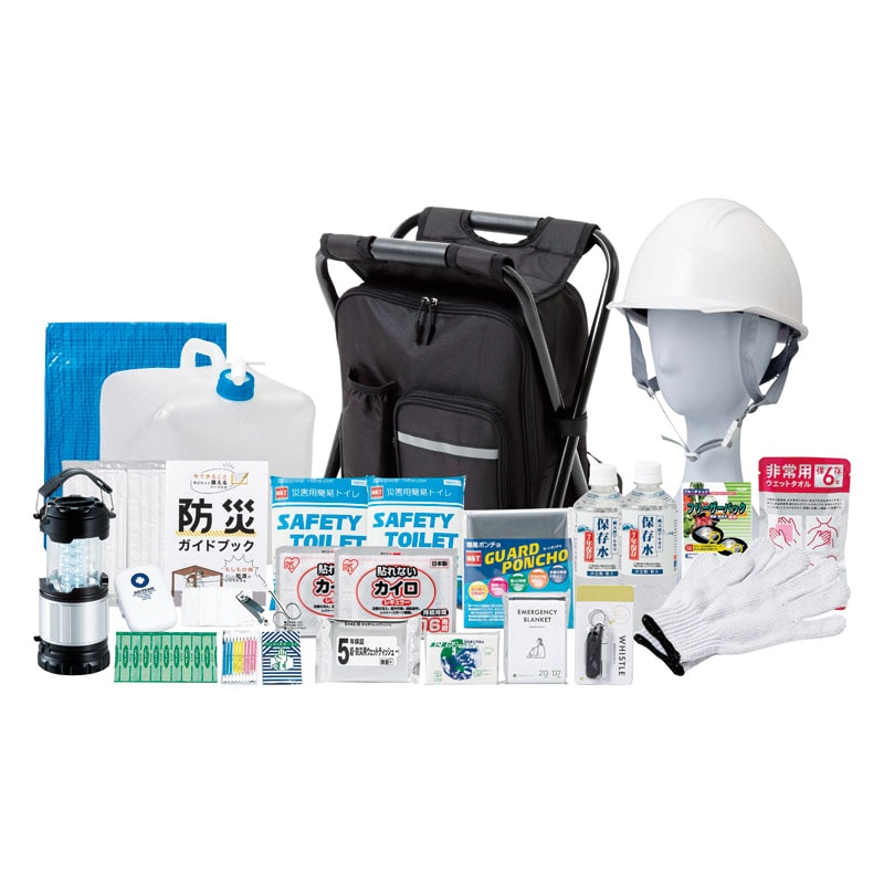 イス型リュック防災23点セット ／防災セット・非常用持ちだし袋 防災関連グッズ 日用品・ヘルスケア ギフト プレゼント プチギフト 祝い お年賀 御年賀 2026 送料無料 人気 年始挨拶 バレンタイン プレゼント