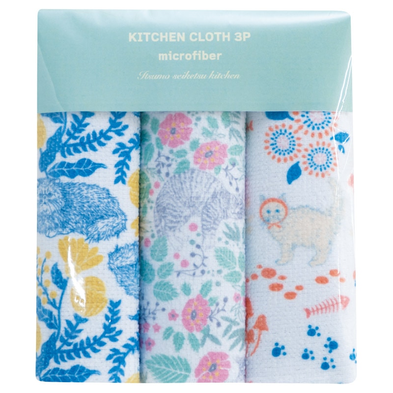 キッチンクロス3Pセット キャット ／ふきん・カウンタークロス 配膳用品・キッチンファブリック キッチン用品 ギフト プレゼント プチギフト 祝い お年賀 2026 バレンタイン プレゼント