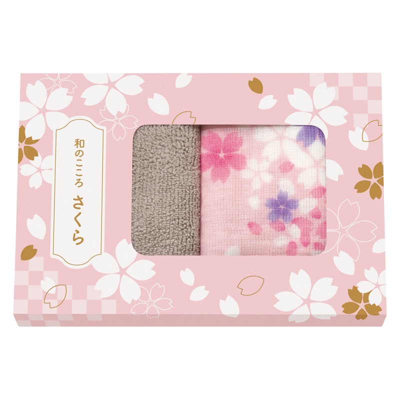 和のこころさくら ガーゼパイルハンカチとマイクロファイバークロスのセット ／ハンカチ・ハンドタオル バッグ・小物・雑貨 ファッション ギフト プレゼント プチギフト 祝い お年賀 2026 バレンタイン プレゼント