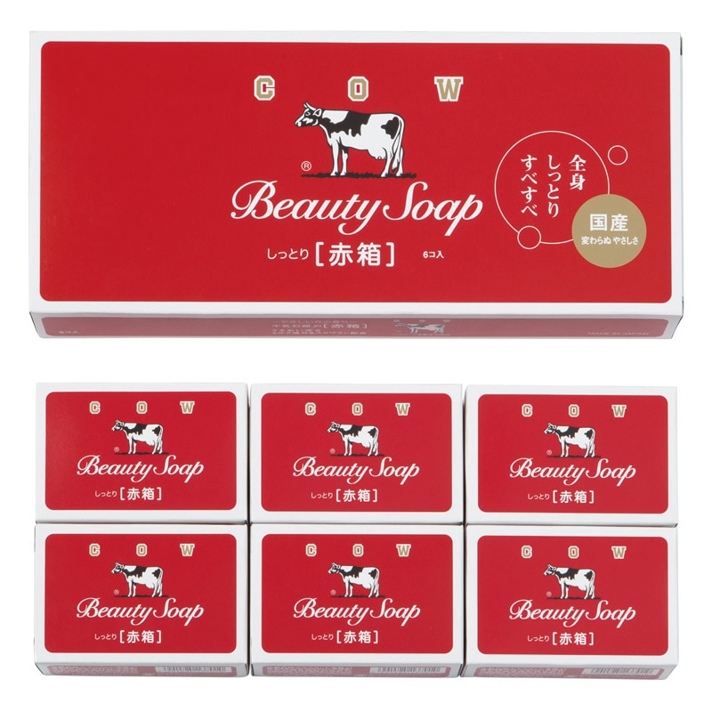 牛乳石鹸 カウブランド赤箱6入 ／石けん・ボディソープ ボディケア コスメ・ヘアケア ギフト プレゼント プチギフト 祝い お年賀 御年賀 2026 送料無料 人気 年始挨拶 バレンタイン チョコ 以外 子供 友達
