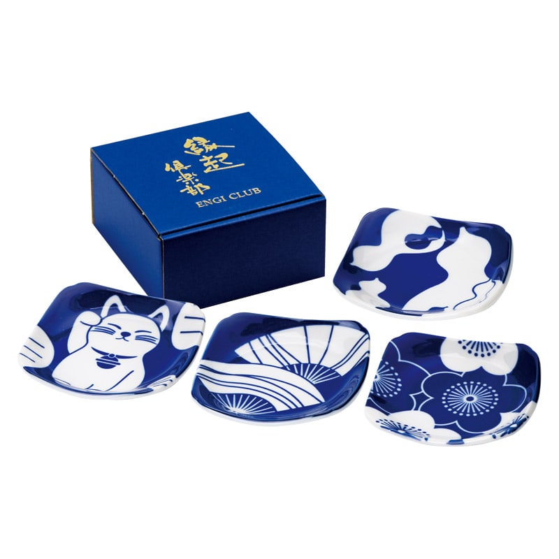 藍染縁起 角皿揃 ／皿・プレート 食器 キッチン用品 ギフト プレゼント プチギフト 祝い お年賀 御年賀 2026 送料無料 人気 年始挨拶 バレンタイン チョコ 以外 子供 友達