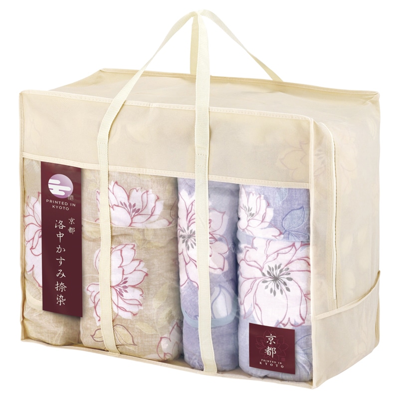 京都 洛中かすみ捺染 肌布団2P&敷パッド2P /プレゼント ギフト 掛け布団 寝具 住まい・家具 お歳暮 お年賀 クリスマス ギフト